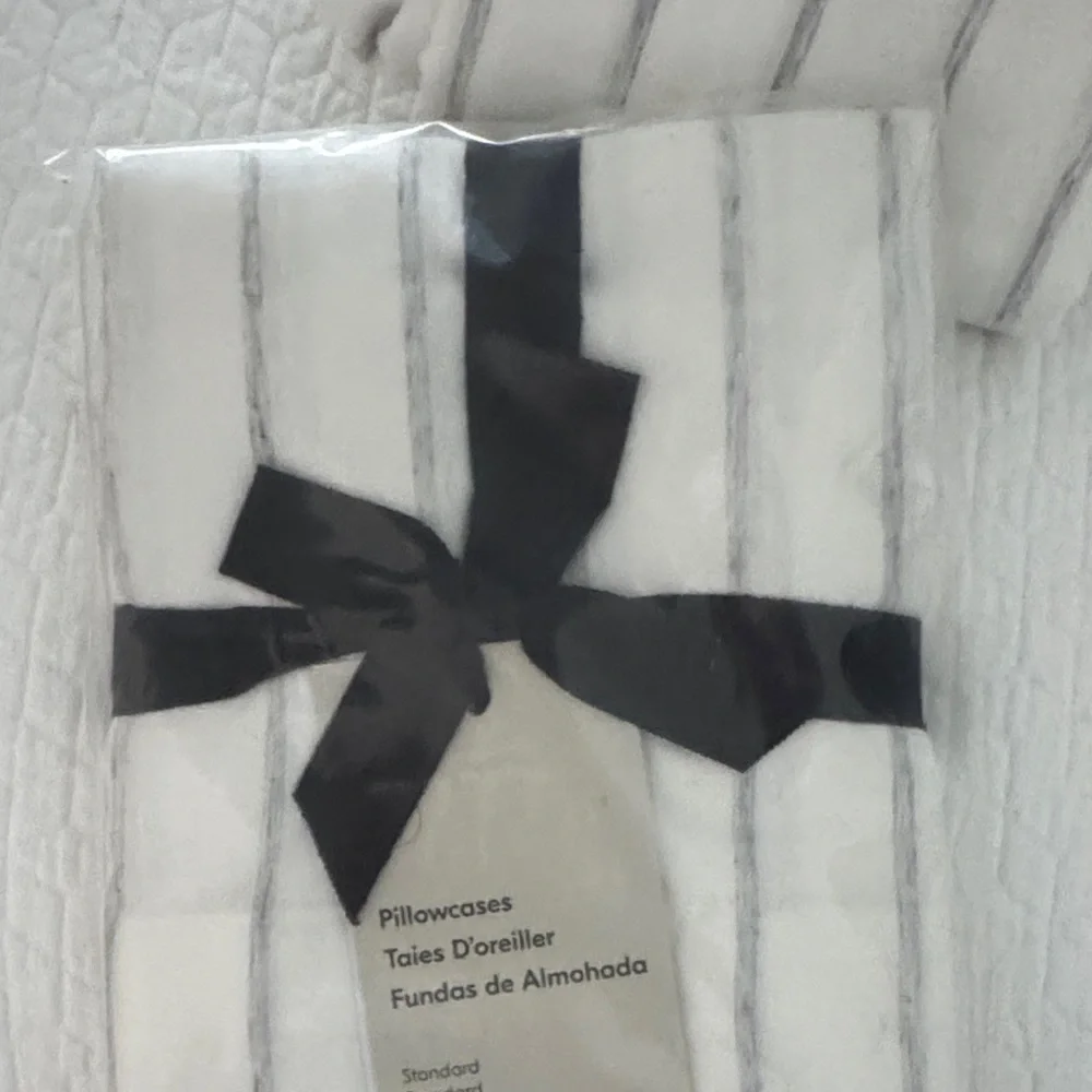 West Elm gray and White Striped king Pillowcases 2 sets